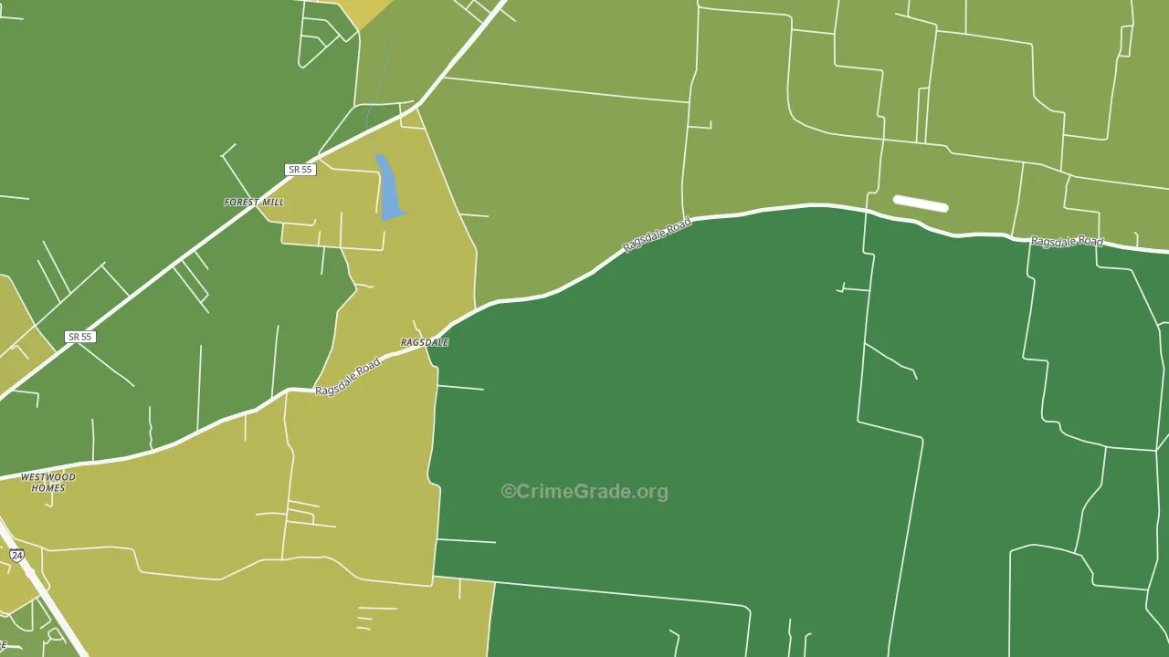 Ragsdale, TN Map of Vehicle Theft Rates