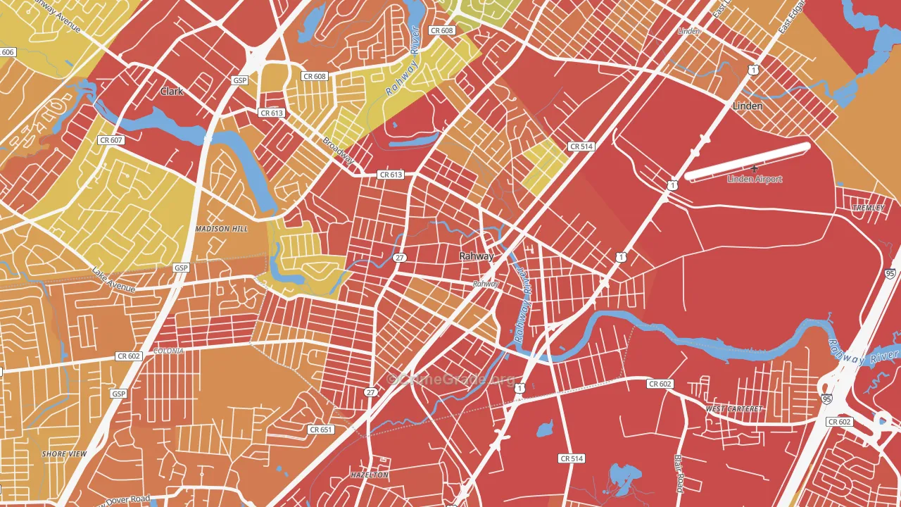 Rahway, NJ Map of Vehicle Theft Rates
