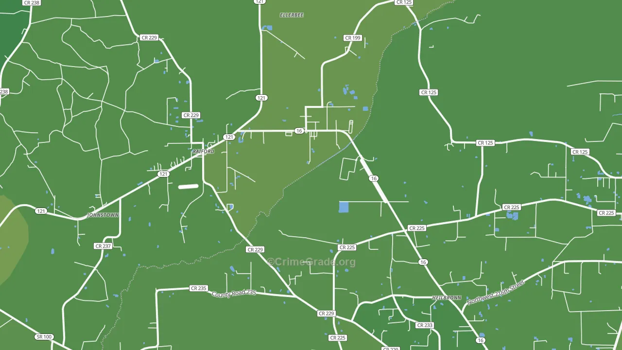Raiford, FL Map of Vehicle Theft Rates