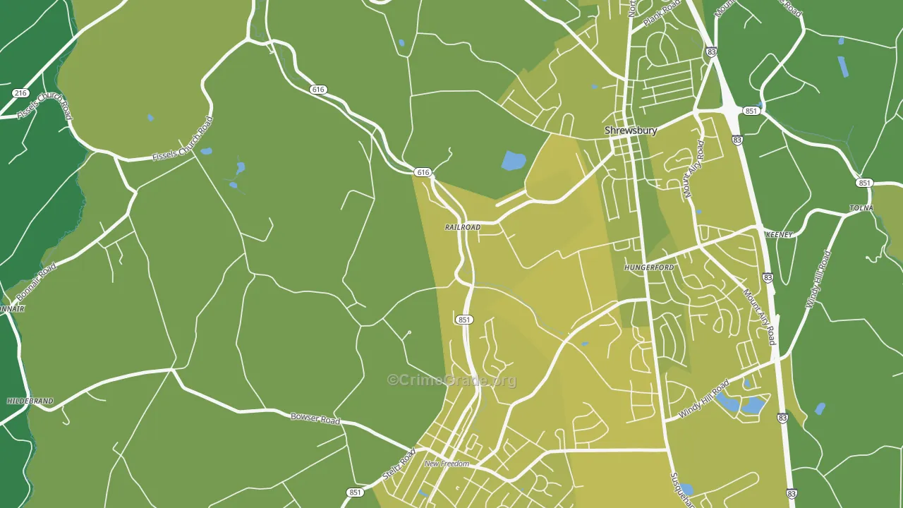 Railroad, PA Map of Vehicle Theft Rates