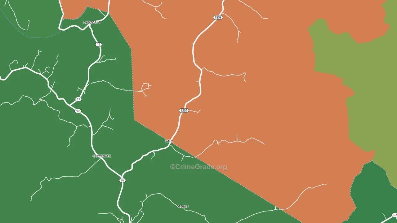 Rain, KY Map of Vehicle Theft Rates