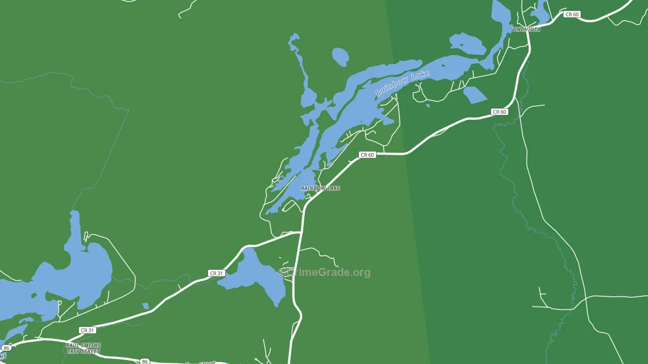 Rainbow Lake, NY Map of Vehicle Theft Rates