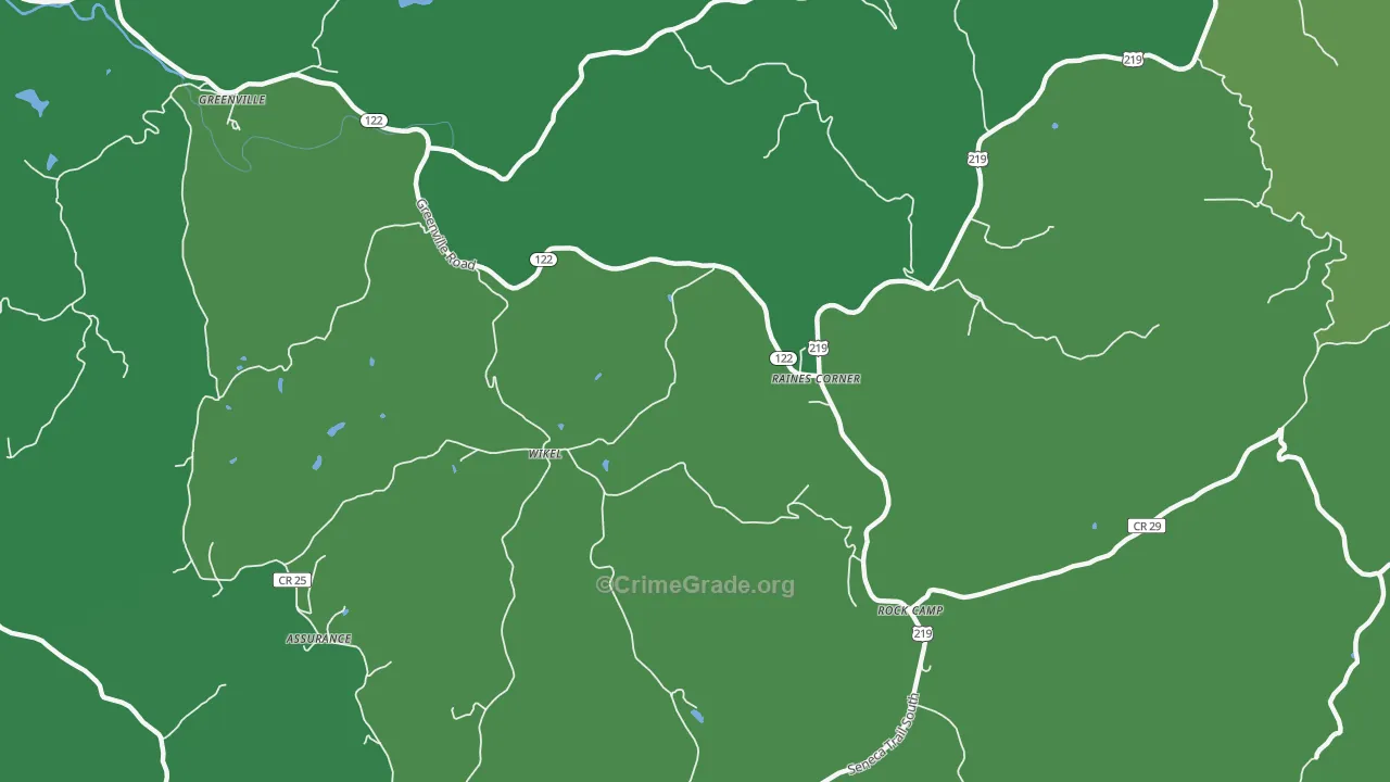 Raines Corner, WV Map of Vehicle Theft Rates