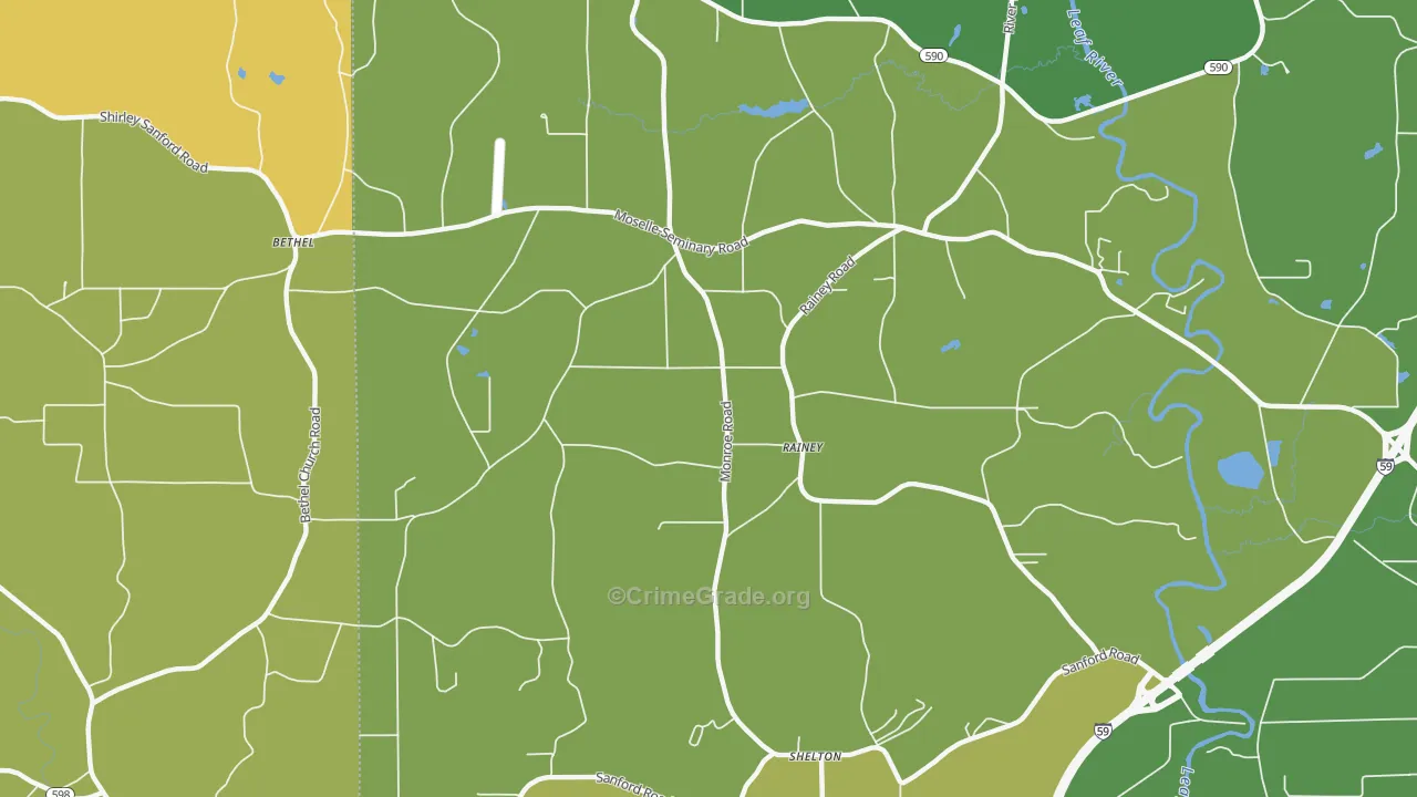 Rainey, MS Map of Vehicle Theft Rates