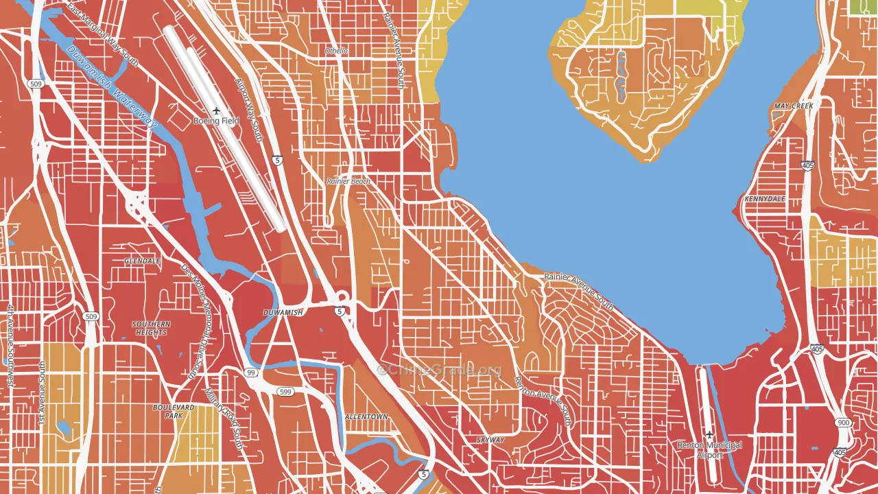 Rainier Beach, Seattle, WA Map of Vehicle Theft Rates