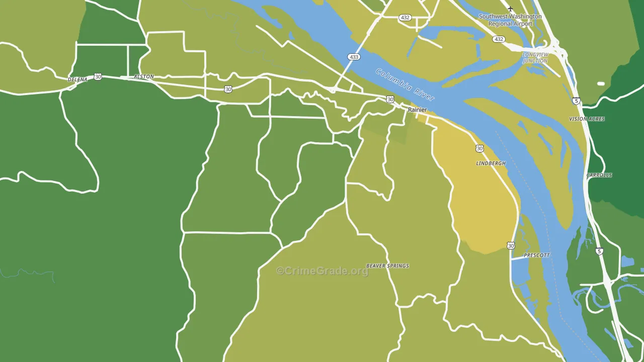 Rainier, OR Map of Vehicle Theft Rates