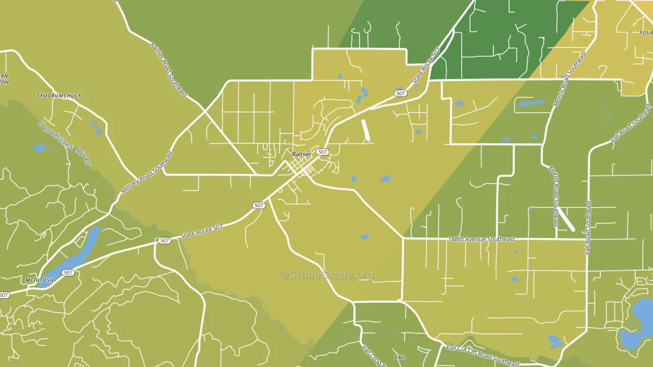 Rainier, WA Map of Vehicle Theft Rates