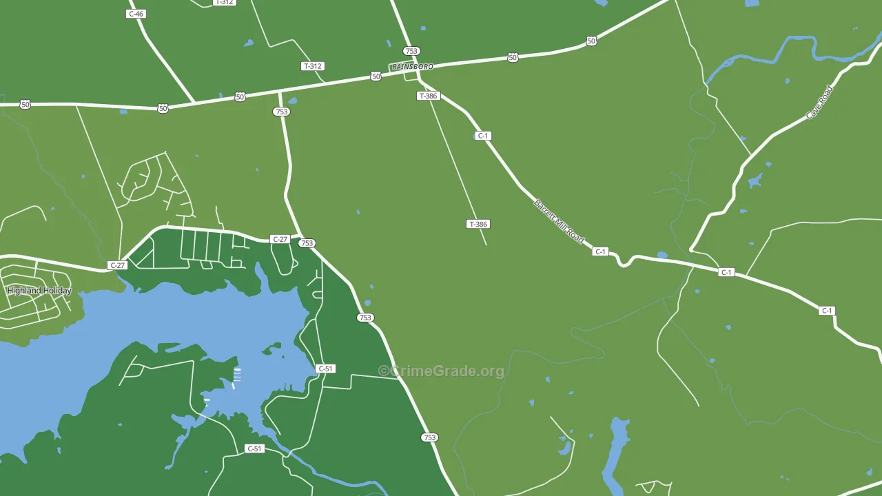 Rainsboro, OH Map of Vehicle Theft Rates