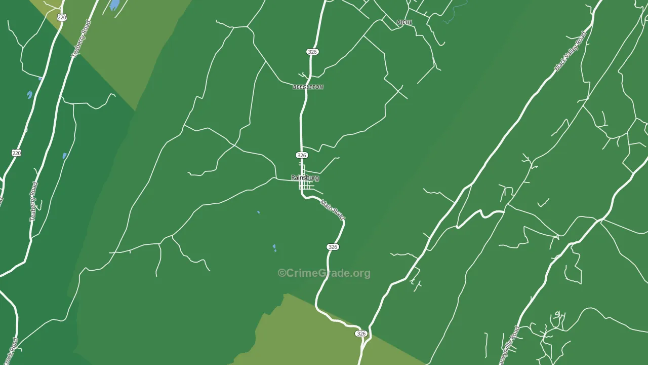 Rainsburg, PA Map of Vehicle Theft Rates