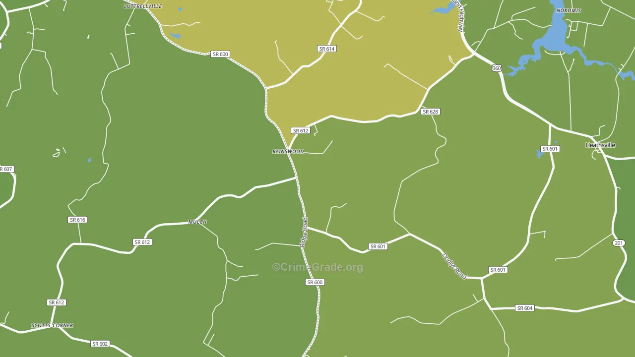 Rainswood, VA Map of Vehicle Theft Rates