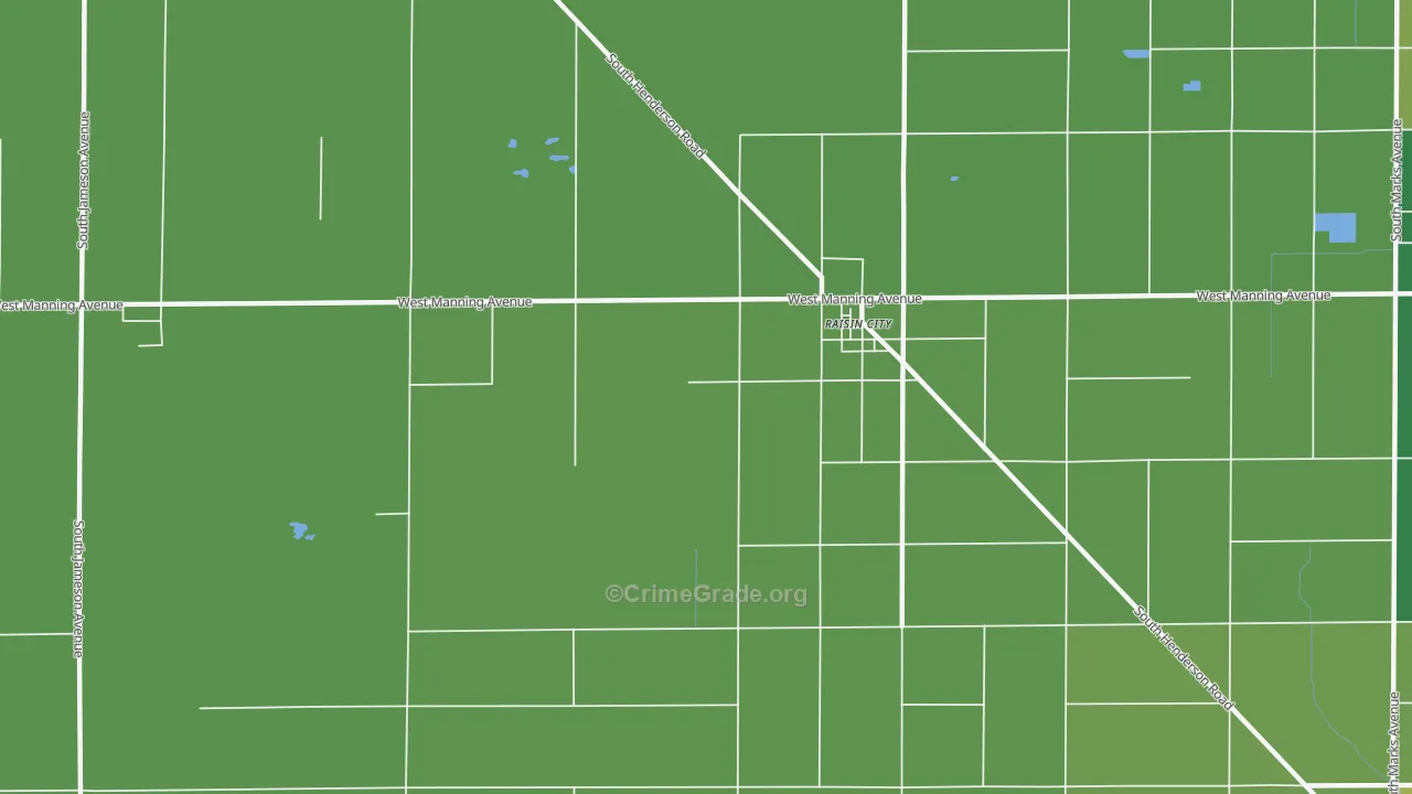 Raisin, CA Map of Vehicle Theft Rates