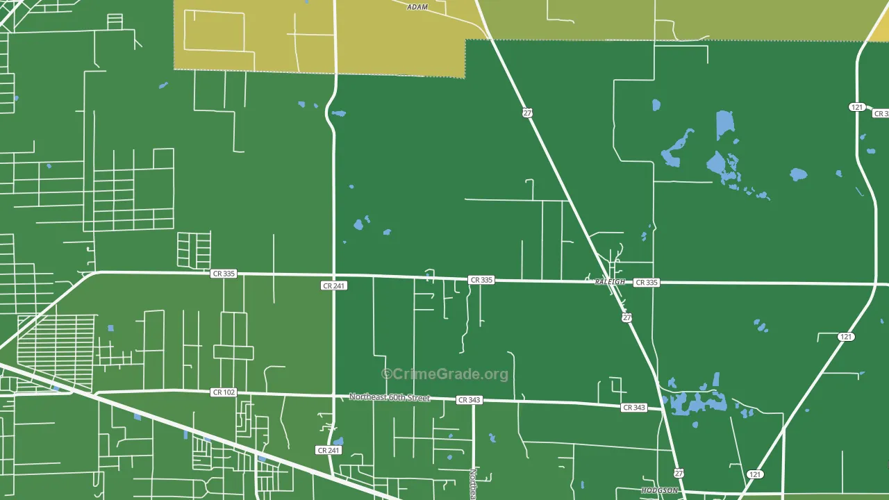 Raleigh, FL Map of Vehicle Theft Rates