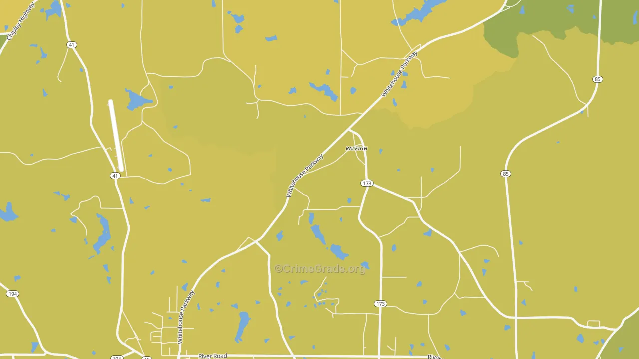 Raleigh, GA Map of Vehicle Theft Rates