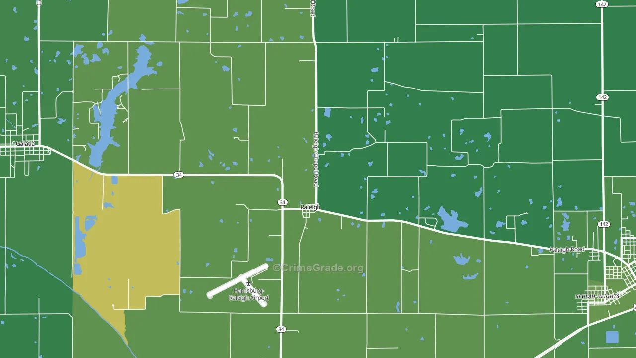 Raleigh, IL Map of Vehicle Theft Rates
