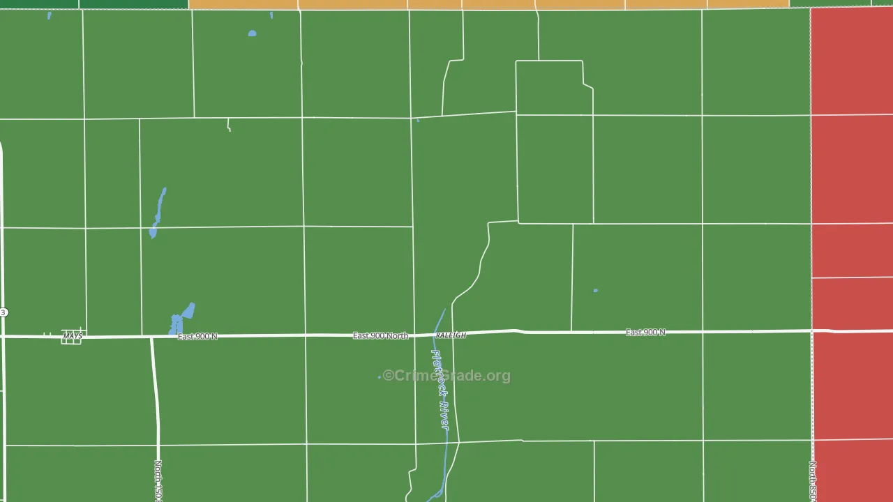 Raleigh, IN Map of Vehicle Theft Rates