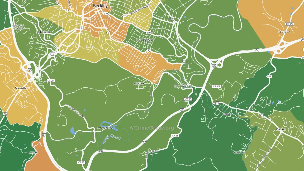 Raleigh, WV Map of Vehicle Theft Rates