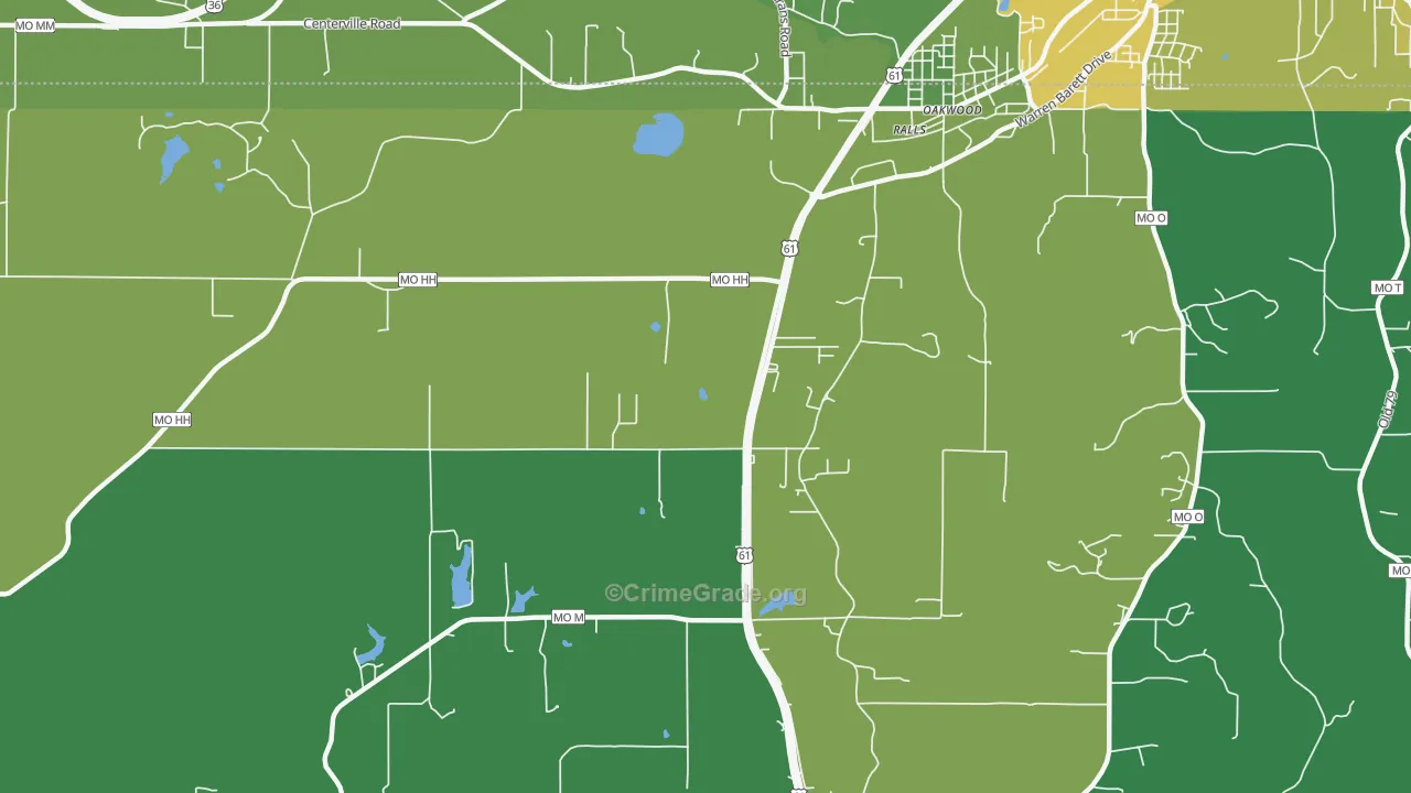 Ralls, MO Map of Vehicle Theft Rates