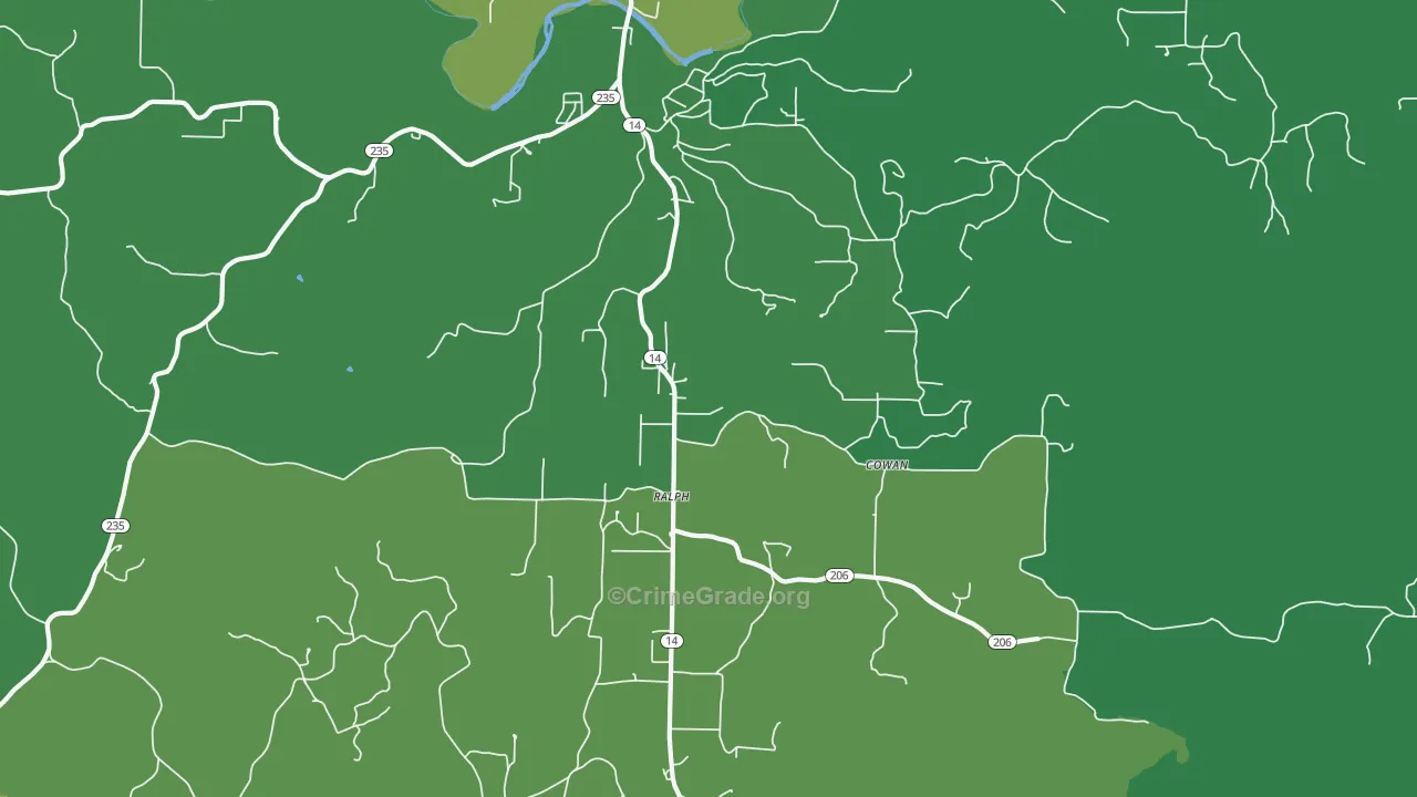 Ralph, AR Map of Vehicle Theft Rates
