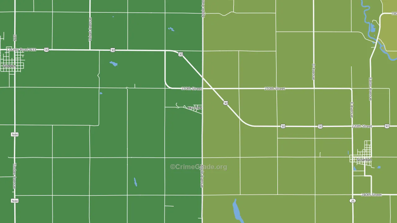 Ralston, IA Map of Vehicle Theft Rates