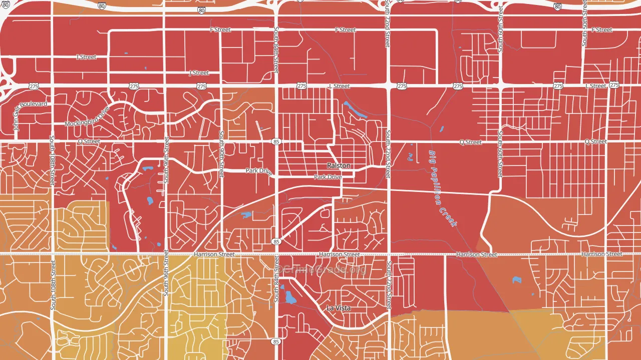 Ralston, NE Map of Vehicle Theft Rates