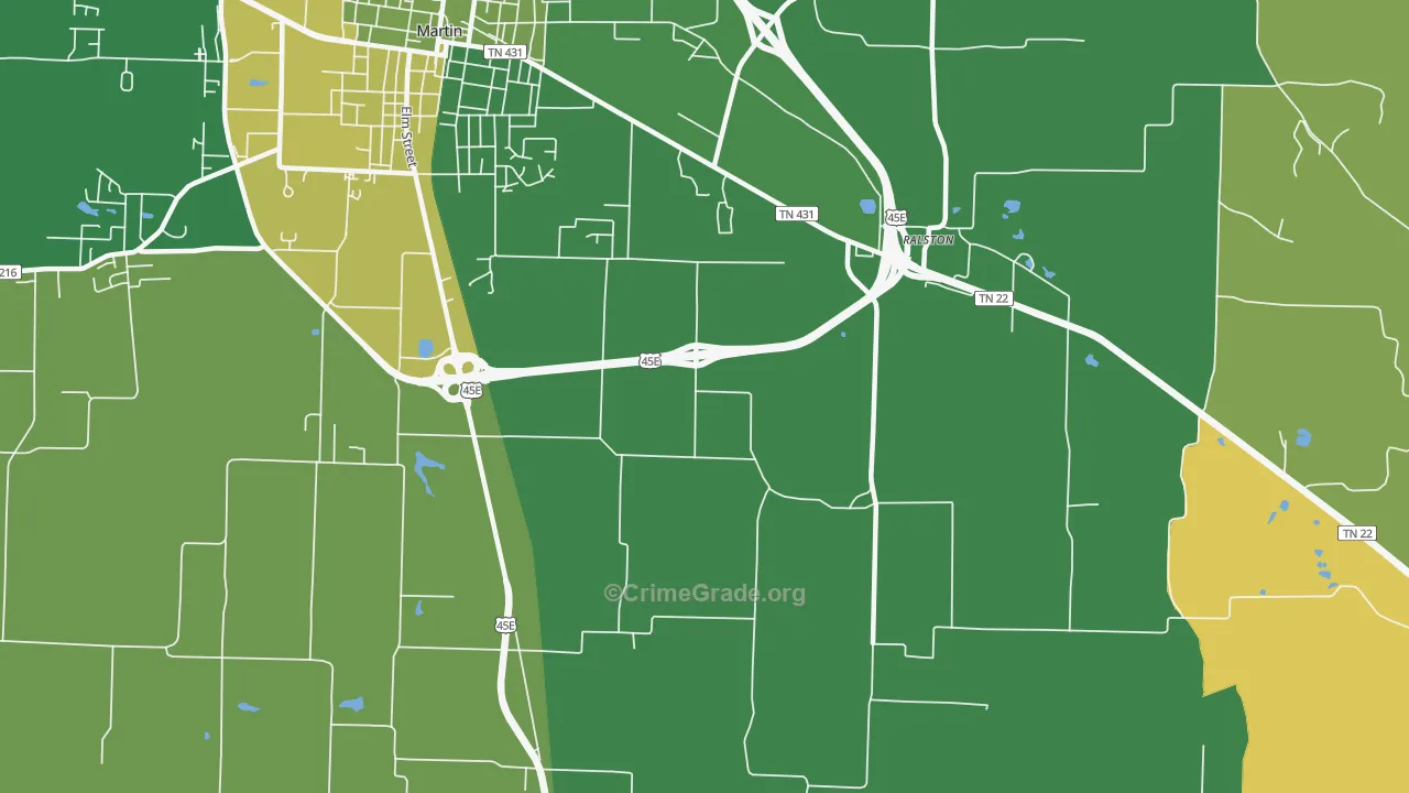 Ralston, TN Map of Vehicle Theft Rates