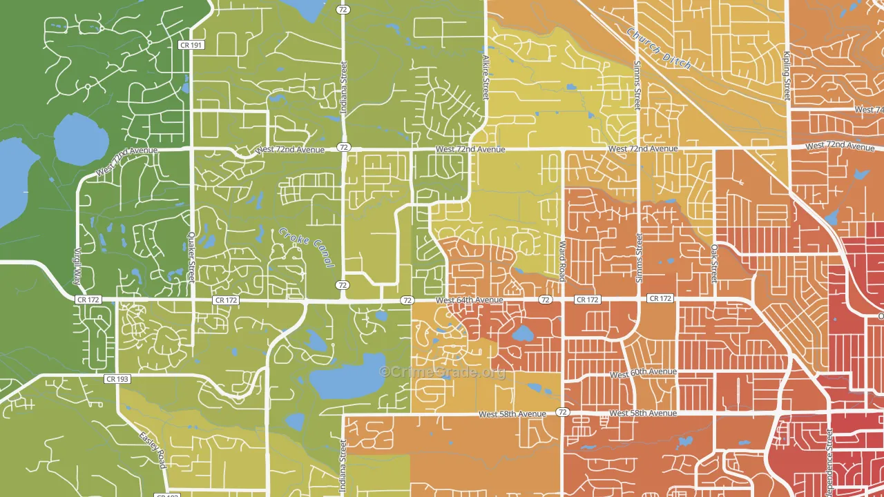 Ralston Valley, Arvada, CO Map of Vehicle Theft Rates