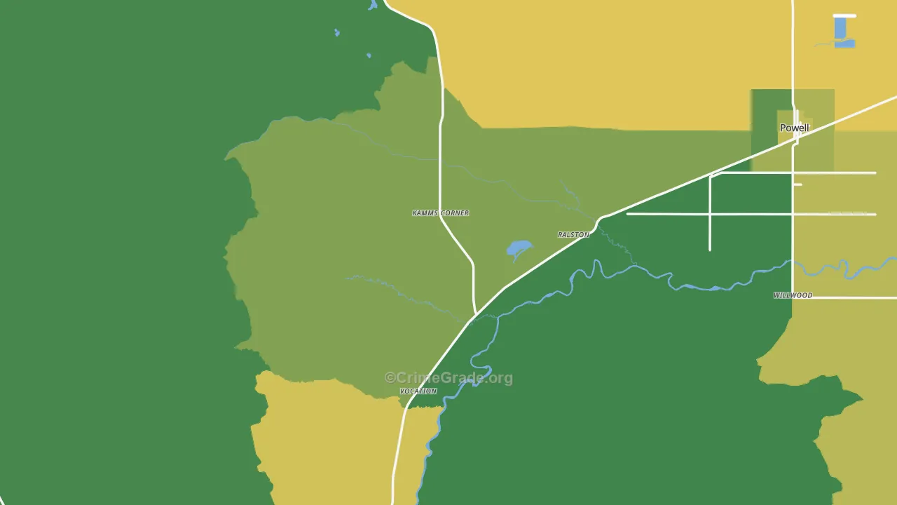 Ralston, WY Map of Vehicle Theft Rates