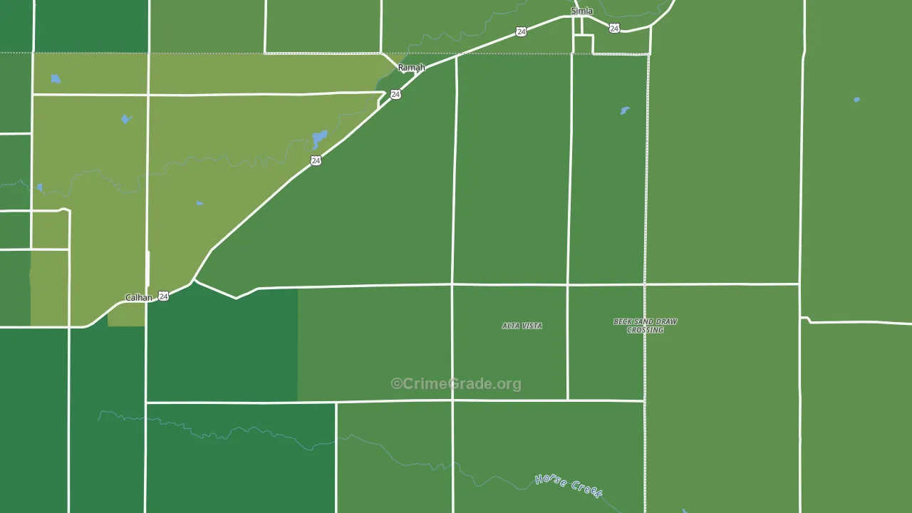 Ramah, CO Map of Vehicle Theft Rates