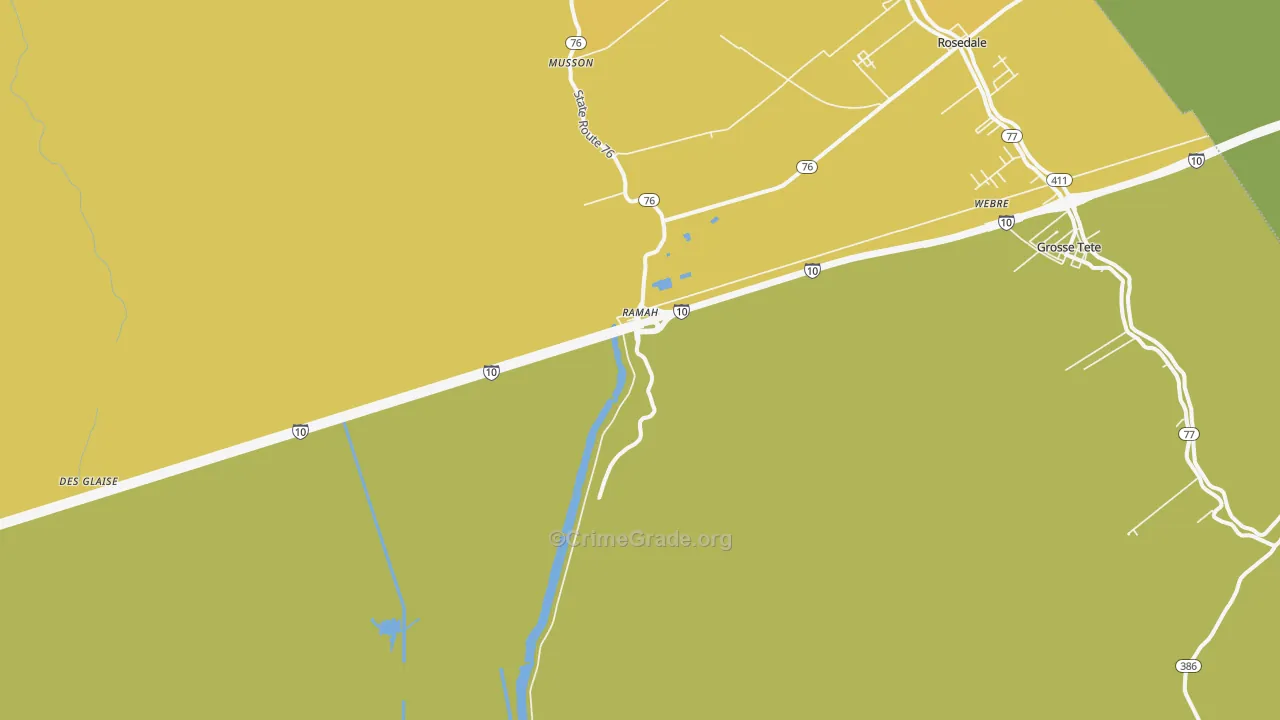 Ramah, LA Map of Vehicle Theft Rates