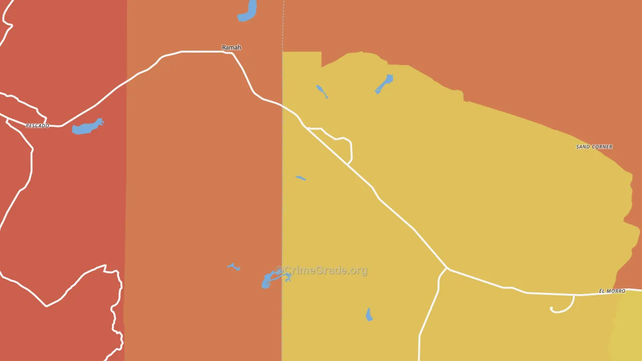 Ramah, NM Map of Vehicle Theft Rates