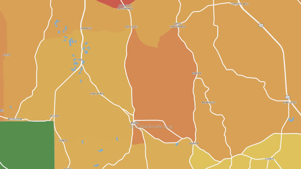 Ramer, AL Map of Vehicle Theft Rates