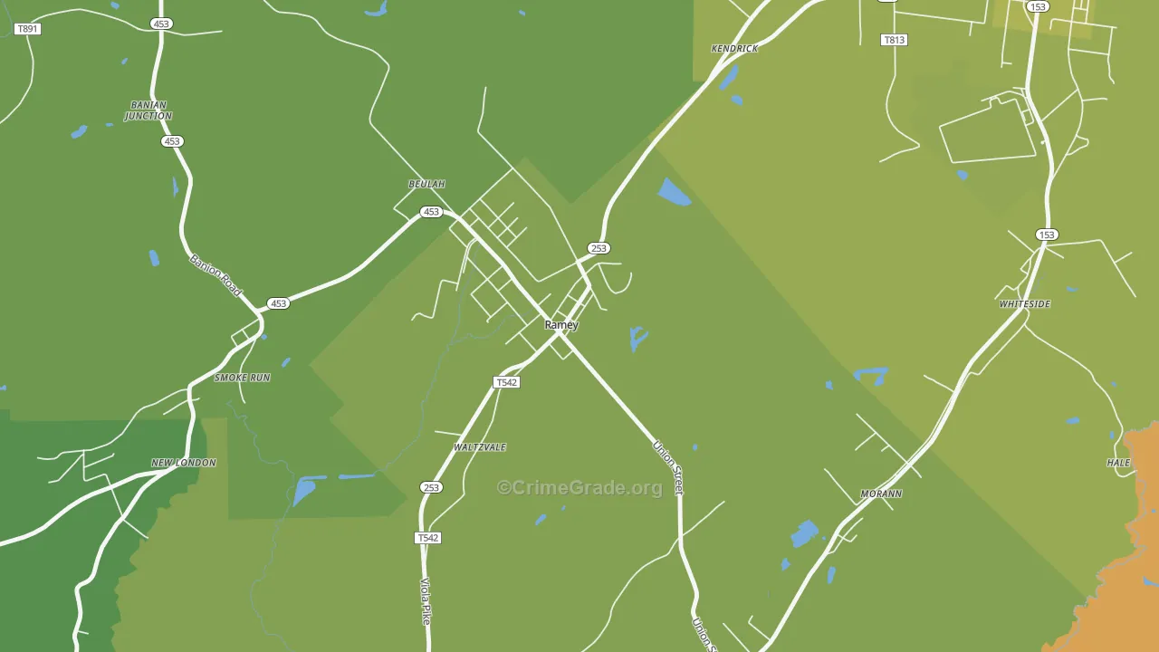 Ramey, PA Map of Vehicle Theft Rates