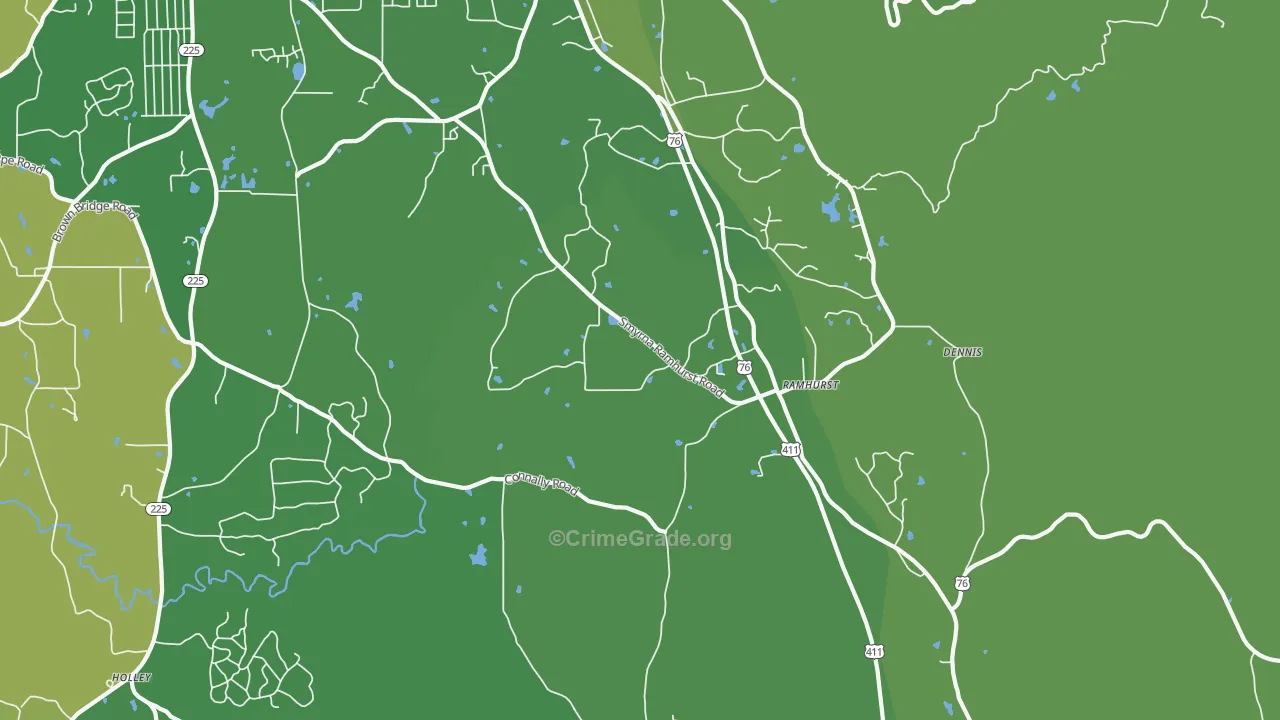 Ramhurst, GA Map of Vehicle Theft Rates