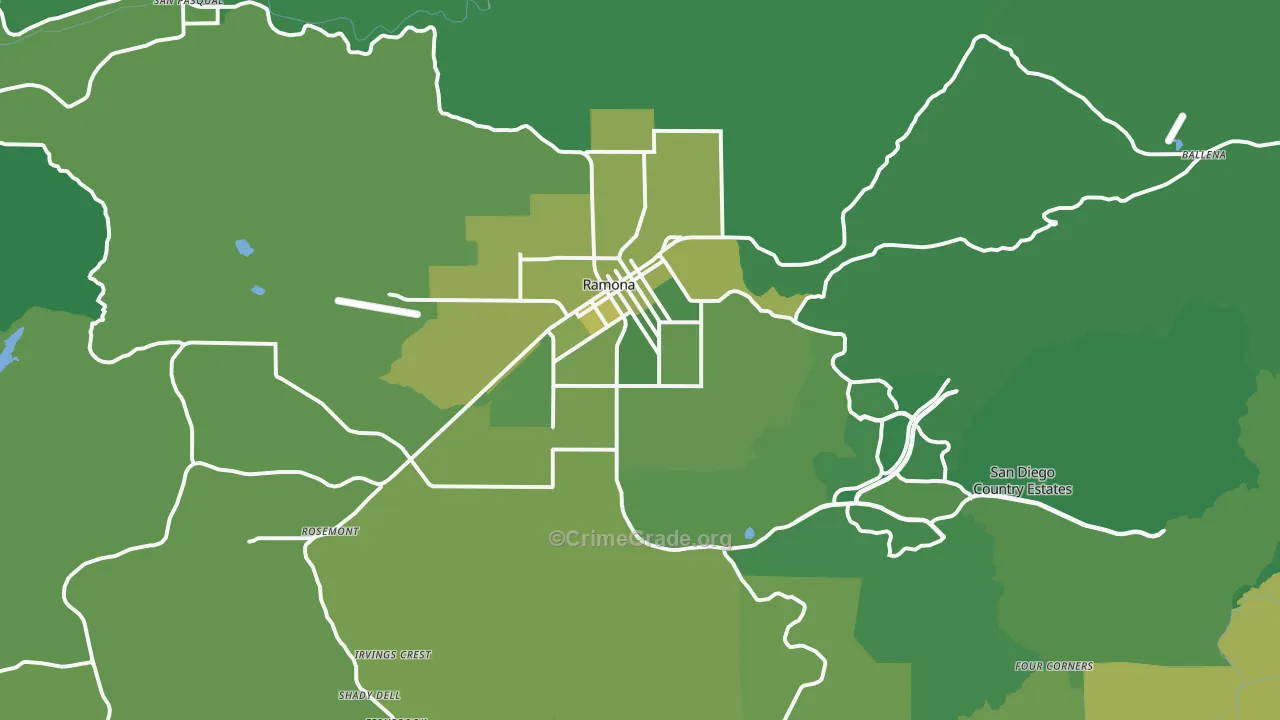 Ramona, CA Map of Vehicle Theft Rates