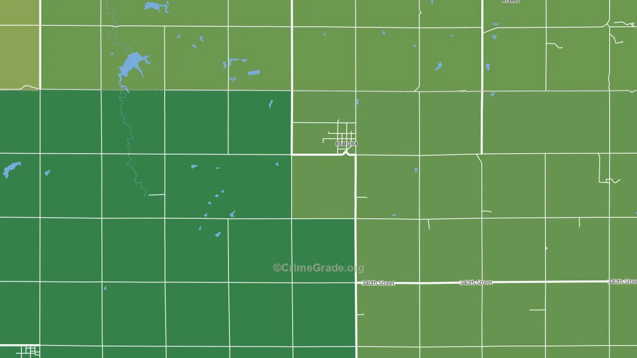 Ramona, KS Map of Vehicle Theft Rates