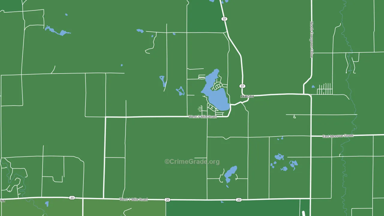 Ramona, MI Map of Vehicle Theft Rates