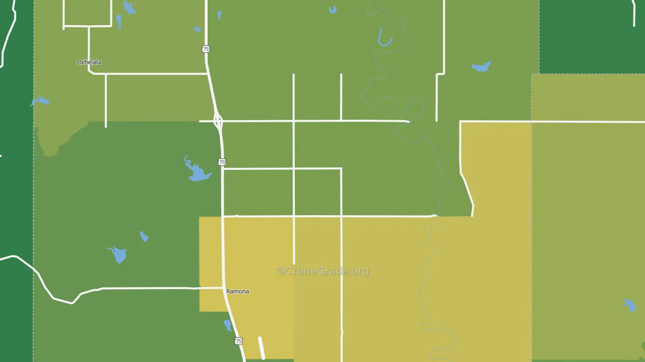 Ramona, OK Map of Vehicle Theft Rates