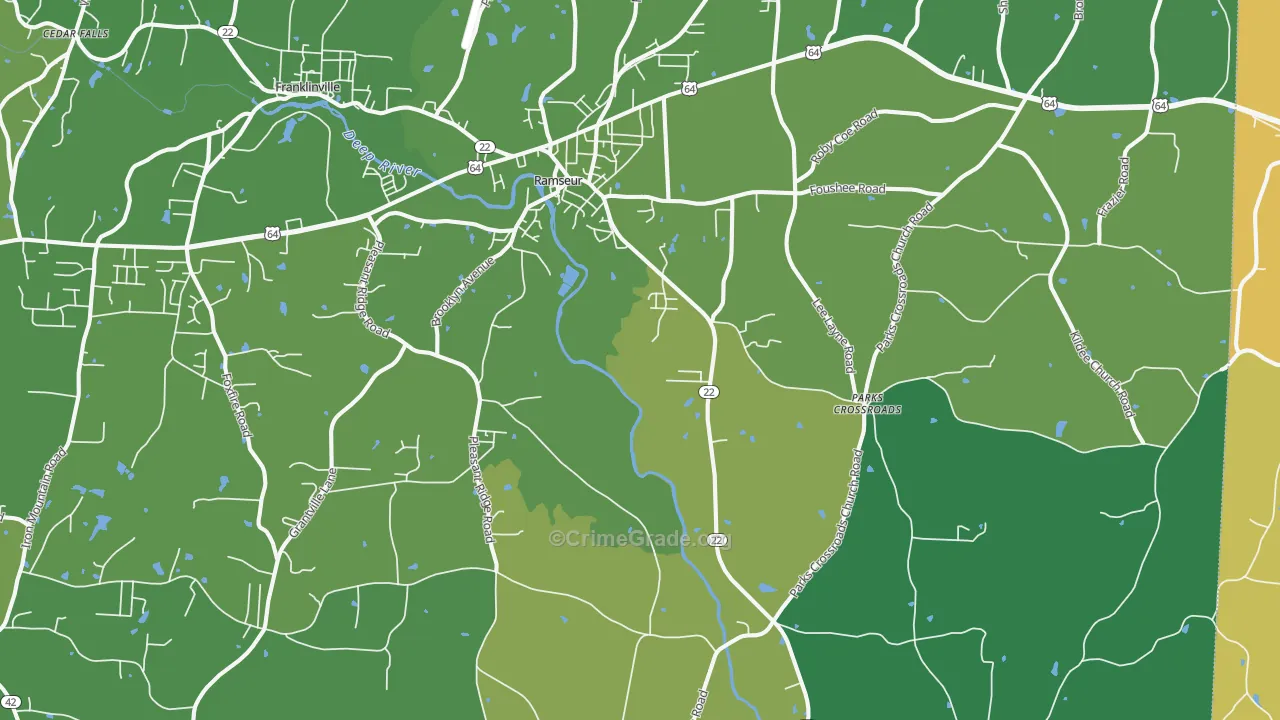 Ramseur, NC Map of Vehicle Theft Rates