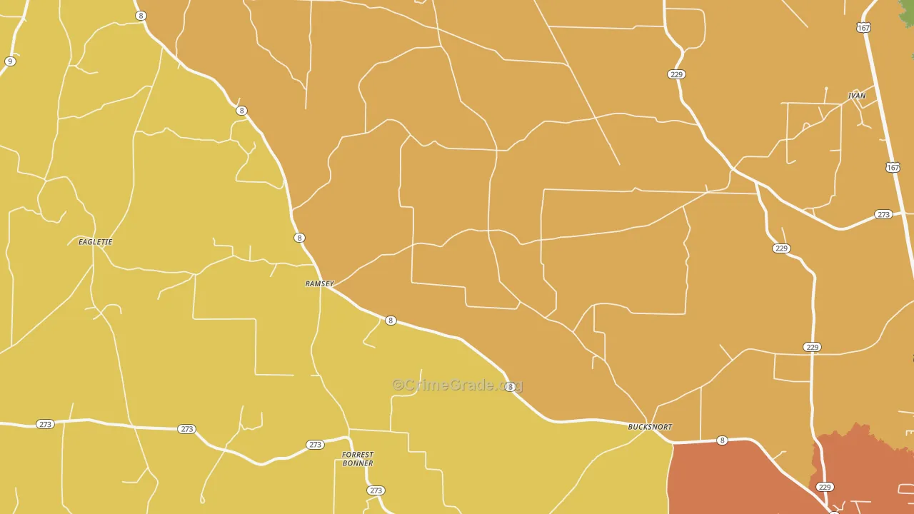 Ramsey, AR Map of Vehicle Theft Rates