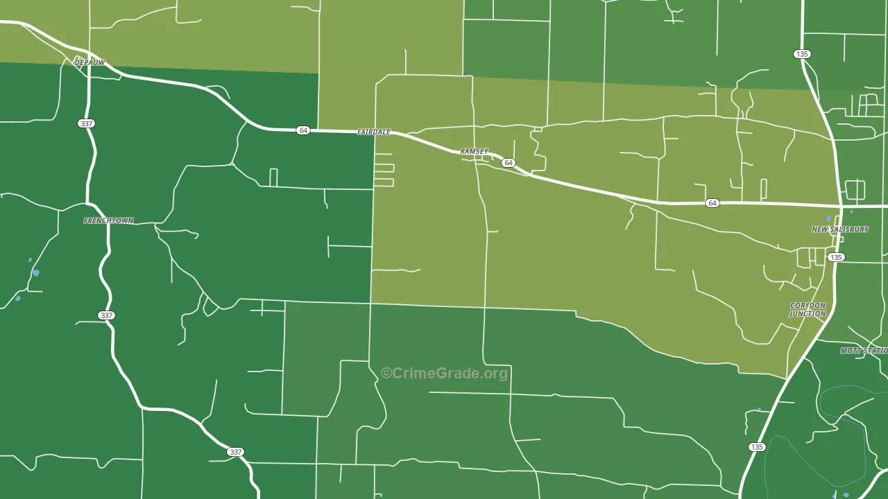 Ramsey, IN Map of Vehicle Theft Rates