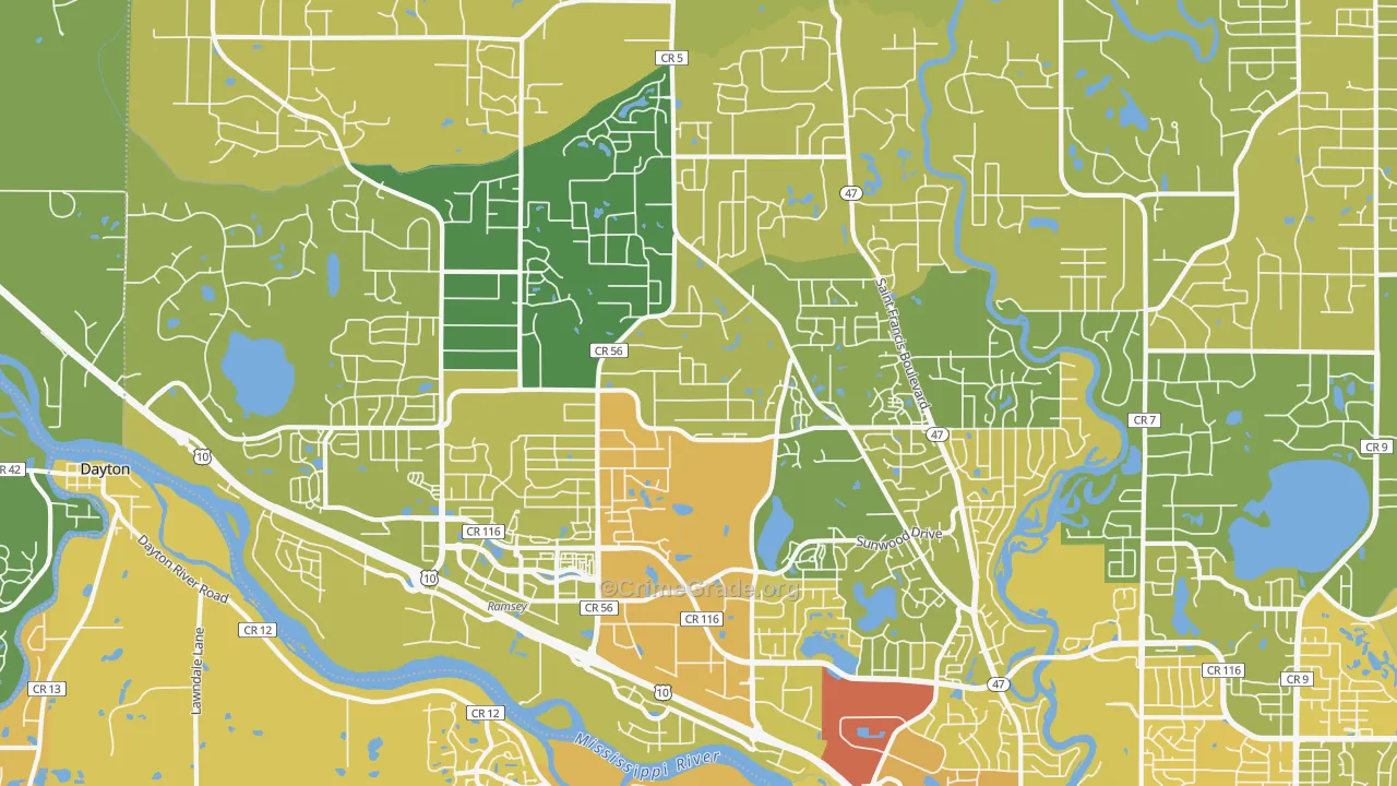Ramsey, MN Map of Vehicle Theft Rates
