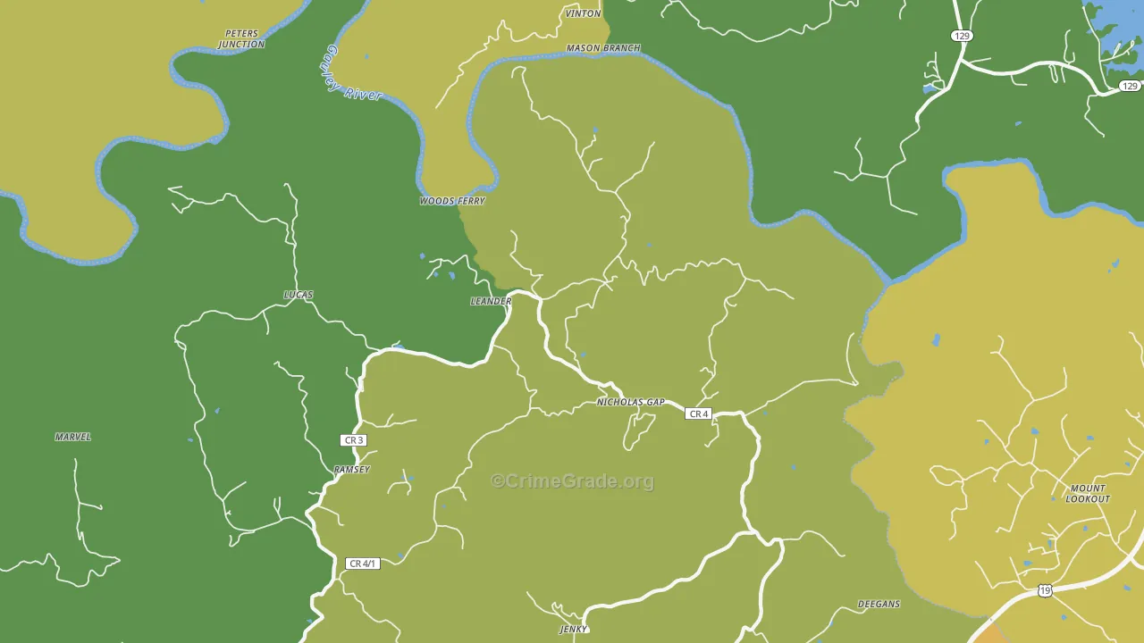 Ramsey, WV Map of Vehicle Theft Rates