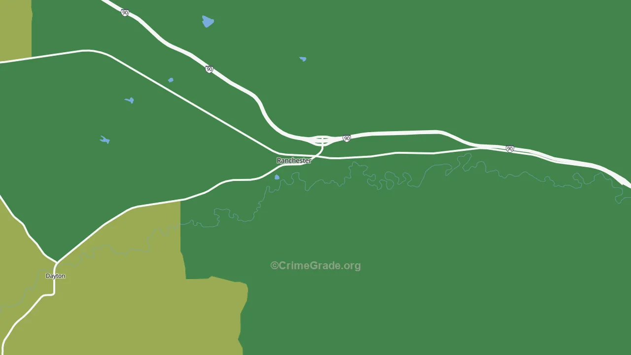 Ranchester, WY Map of Vehicle Theft Rates
