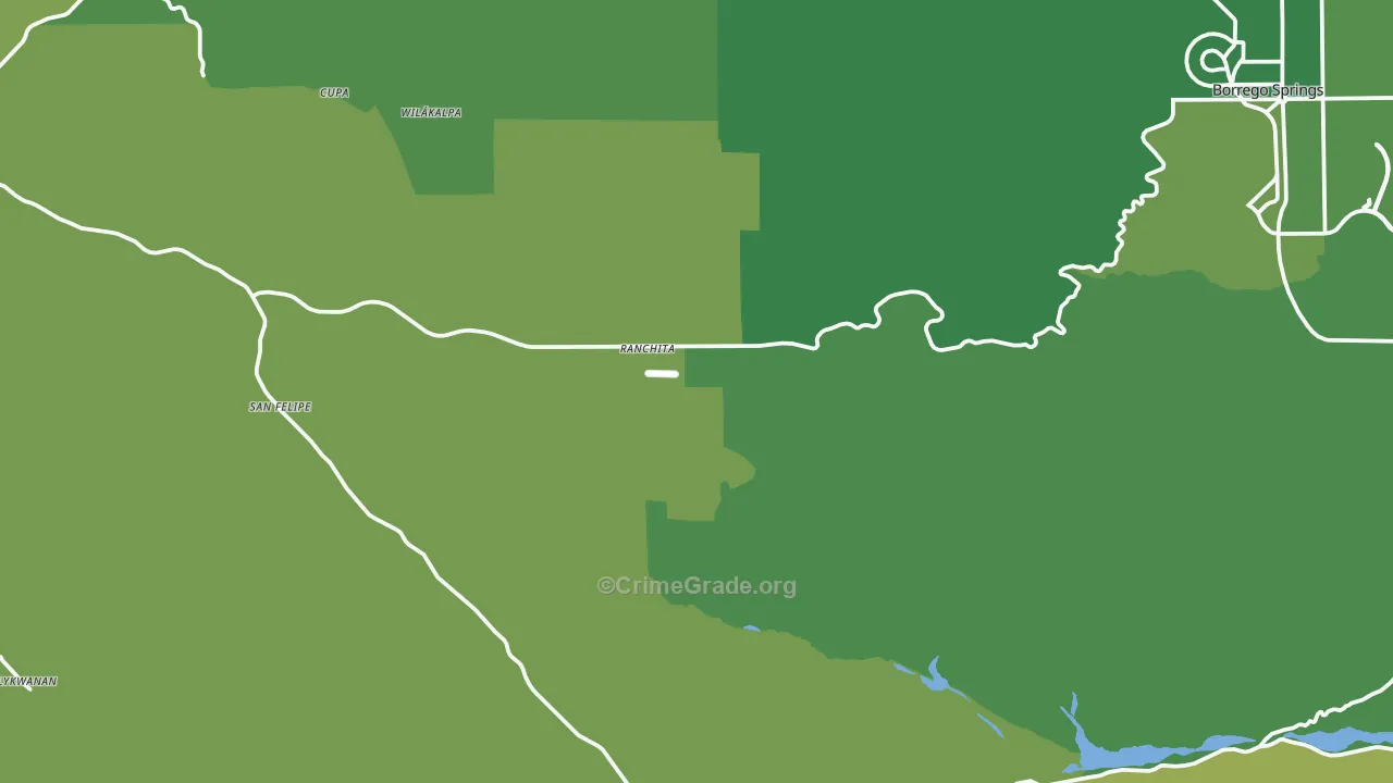 Ranchita, CA Map of Vehicle Theft Rates