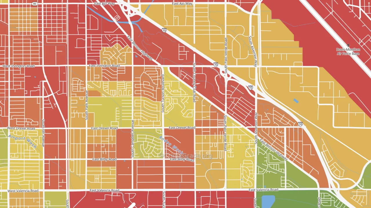Rancho Buena, Tucson, AZ Map of Vehicle Theft Rates