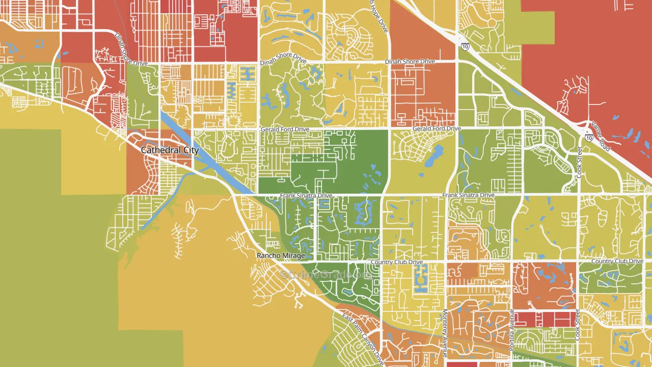 Rancho Mirage, CA Map of Vehicle Theft Rates