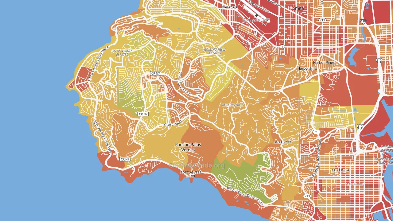 Rancho Palos Verdes, CA Map of Vehicle Theft Rates