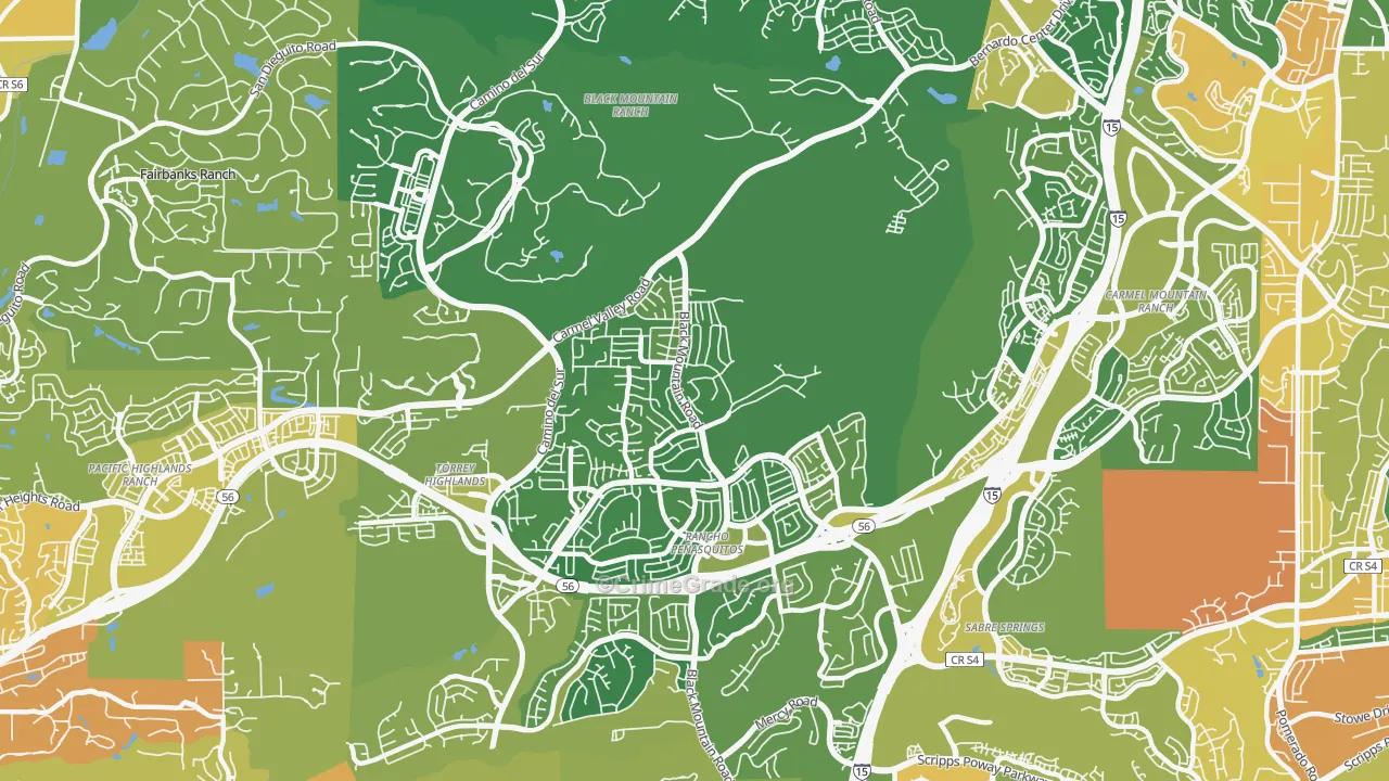 Rancho Penasquitos, San Diego, CA Map of Vehicle Theft Rates