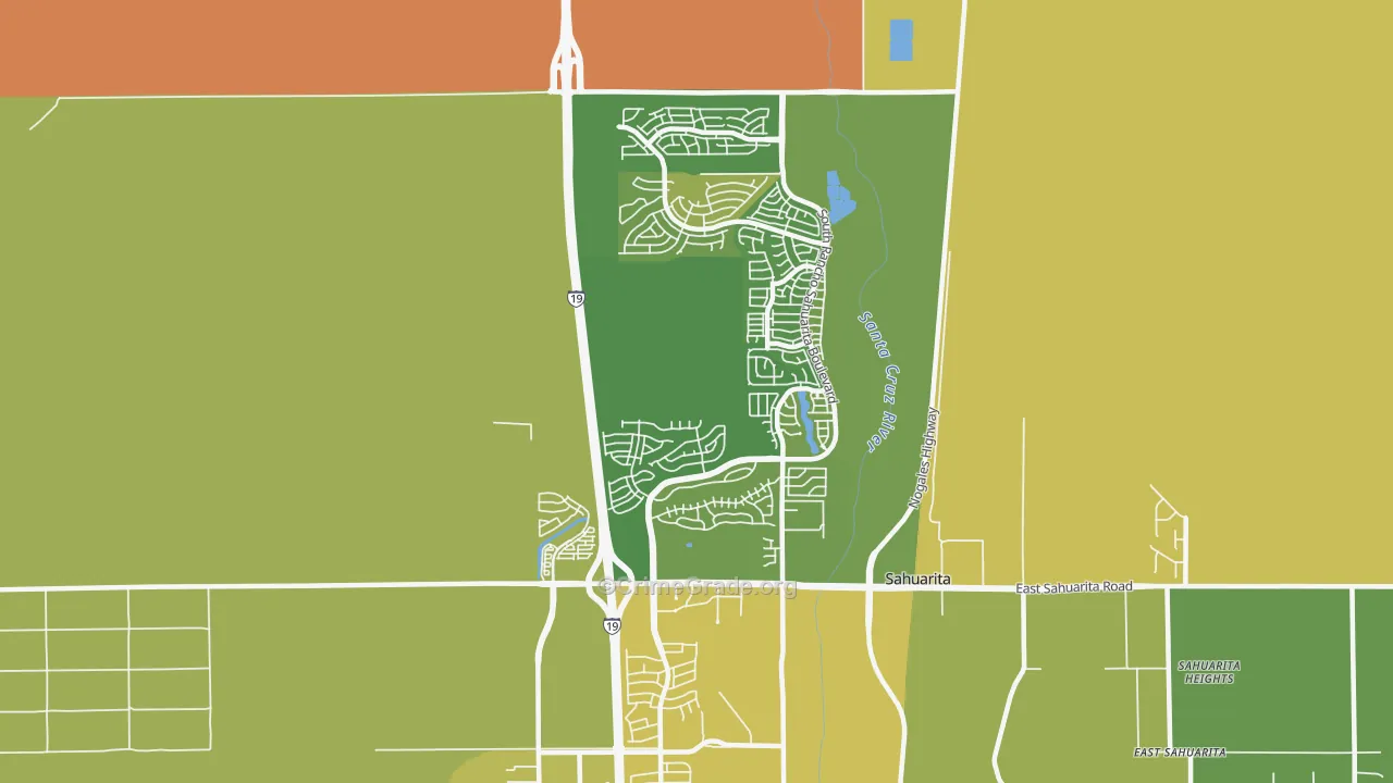Rancho Sahuarita, Sahuarita, AZ Map of Vehicle Theft Rates