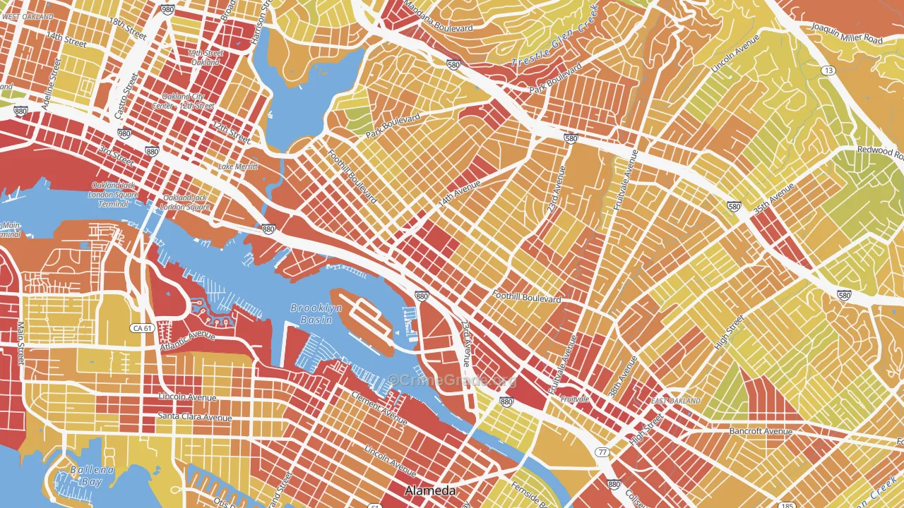 Rancho San Antonio, Oakland, CA Map of Vehicle Theft Rates